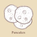 Pancakes vector illustration in cartoon style.